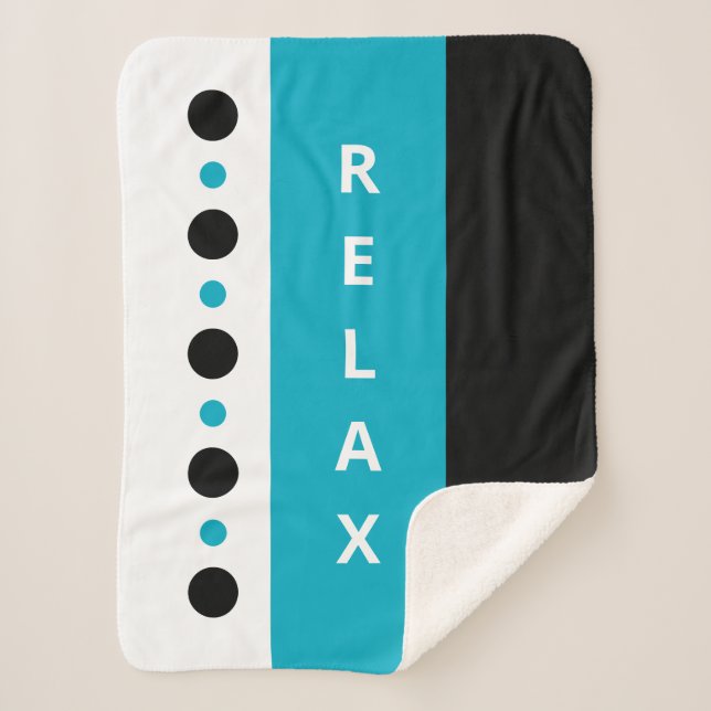 Relax dots stripes black azure sherpa blanket (Front)