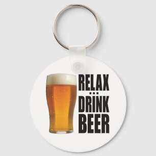 Relax Drink Beer Key Ring