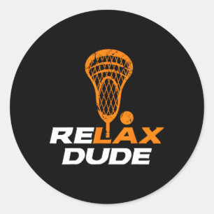 Relax Dude Lacrosse Lax Stick V6 Orange  Classic Round Sticker