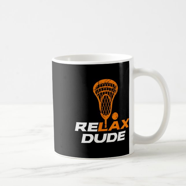 Relax Dude Lacrosse Lax Stick V6 Orange  Coffee Mug (Right)
