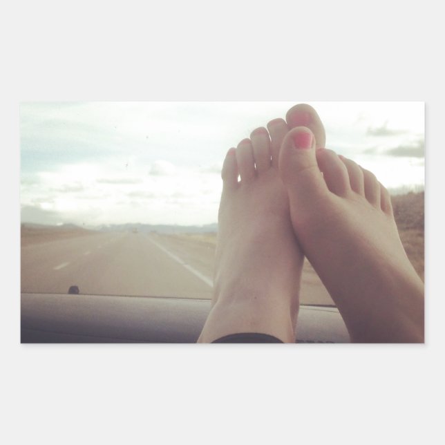 relax feet on the dashboard rectangular sticker (Front)