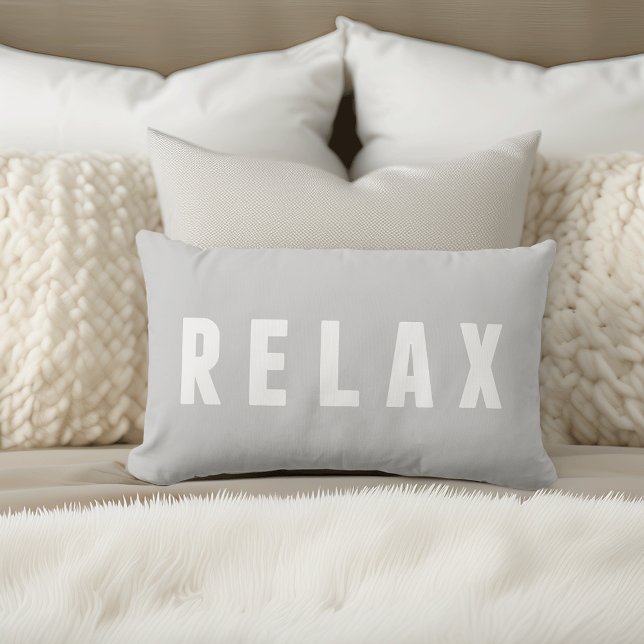 Relax Grey & White Modern Block Print Lumbar Cushion (Creator Uploaded)