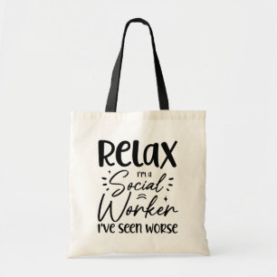 Relax I'm a Social Worker Funny Retired Mum Dad Tote Bag