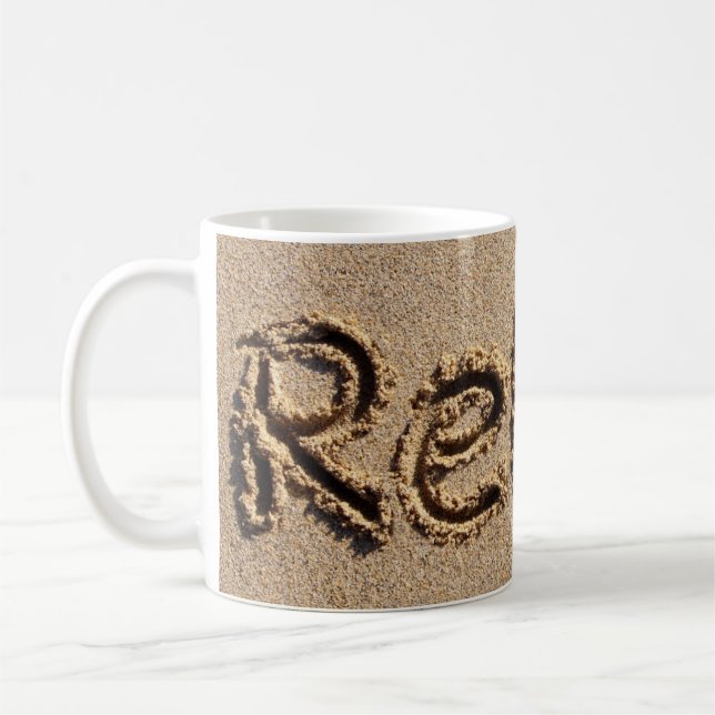 Relax in Beach Sand Photo Mug Coffee Mug Cup (Left)