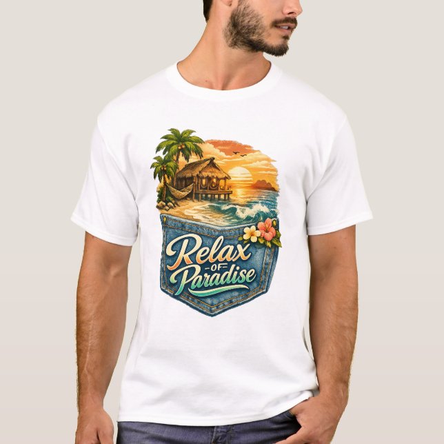 Relax in Paradise – Tropical Escape Basic T-Shirt (Front)