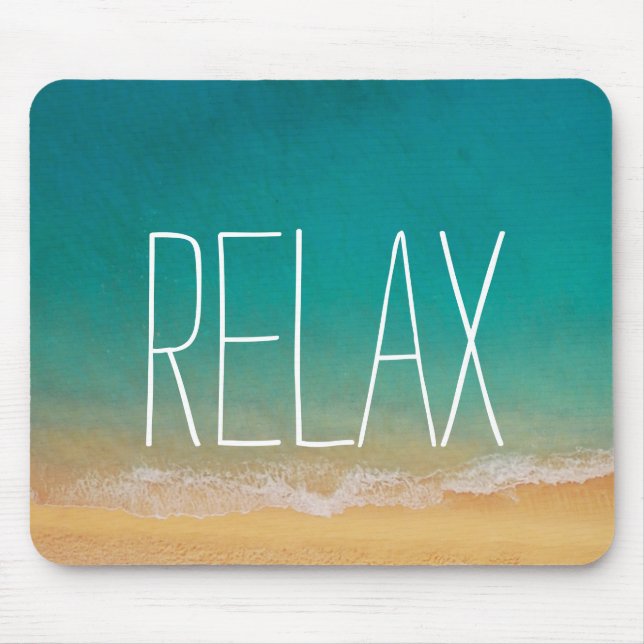 Relax - Inspirational Peaceful Beach Scene Mouse Mat (Front)