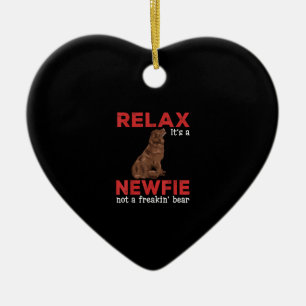 Relax its a newfie Cute newfoundland dog Ceramic Tree Decoration
