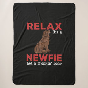 Relax its a newfie Cute newfoundland dog Sherpa Blanket