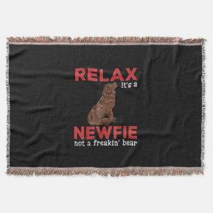 Relax its a newfie Cute newfoundland dog Throw Blanket