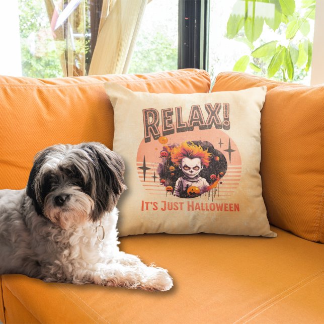 Relax Its Just Halloween Creepy Kid Clown Cushion (Creator Uploaded)
