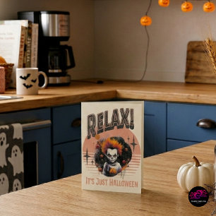 Relax Its Just Halloween Creepy Kid Clown Holiday Card