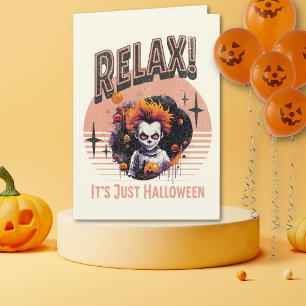 Relax Its Just Halloween Creepy Kid Clown Holiday Card