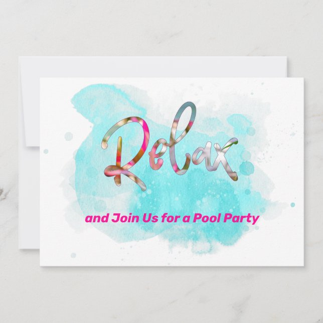 Relax Join Us for a Pool Party Personalised Invitation (Front)