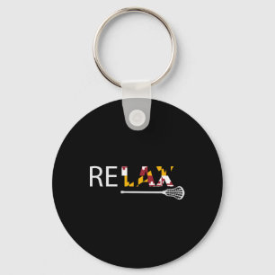 Relax Maryland Flag Lacrosse Lax Stick Mens Women Key Ring