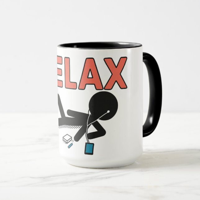 Relax Mode – Chill Vibes Sticker Mug (Front Right)