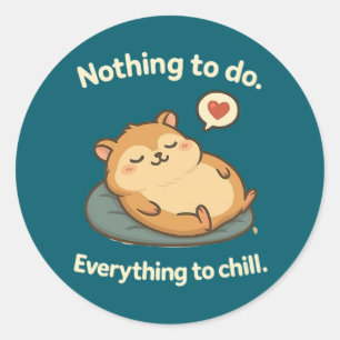 “Relax Mode – Chubby Hamster Sticker” Classic Round Sticker