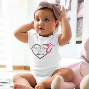 Relax My Mum Is A Nurse Heart Stethoscope Girl Baby Bodysuit