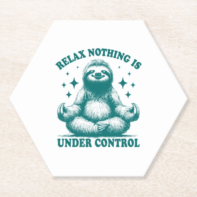 Relax Nothing Is Under Control Sloth Yoga Paper Coaster (Front)