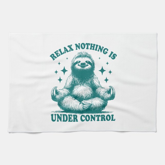 Relax Nothing Is Under Control Sloth Yoga Tea Towel (Horizontal)