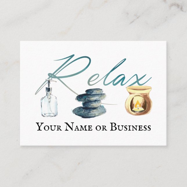 Relax Peaceful Spa Day Aromatherapy Salon Business Card (Front)