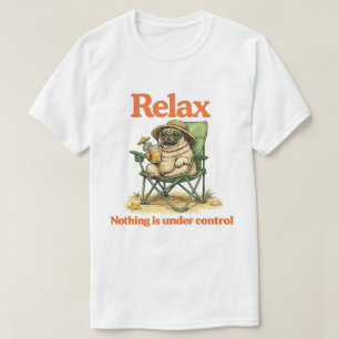 Relax Pug Beach Vacation Funny Dog Art T-Shirt