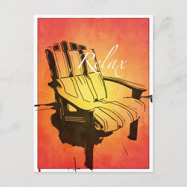 Relax Red Orange Adirondack Chair Summer Beach The Postcard (Front)