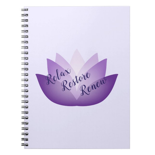 Relax Release Renew Purple Lotus Flower Notebook (Front)