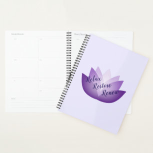 Relax Release Renew Purple Lotus Flower Planner