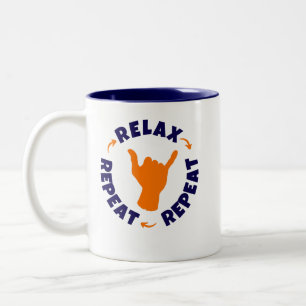 Relax. Repeat. Repeat. Two-Tone Coffee Mug
