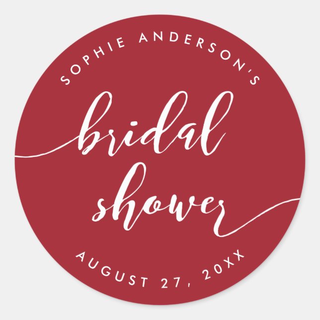 Relax Script Bridal Shower Custom Background Colou Classic Round Sticker (Front)