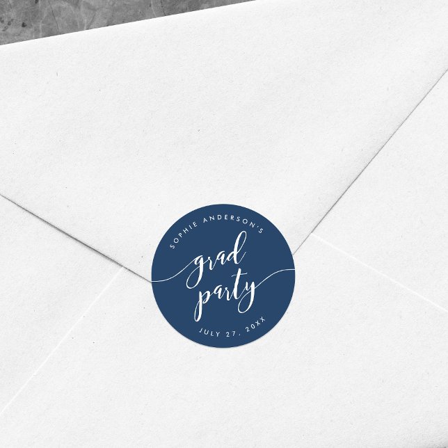 Relax Script Grad Party Editable Colour Classic Round Sticker (Creator Uploaded)