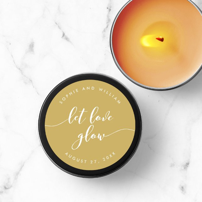 Relax Script Let Love Glow Editable Color Wedding  Classic Round Sticker (Creator Uploaded)