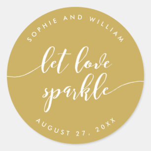 Relax Script Let Love Sparkle Custom Colour Weddin Classic Round Sticker
