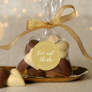 Relax Script Love and Thanks Custom Colour Wedding Classic Round Sticker