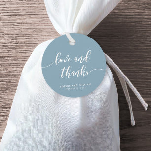 Relax Script Love and Thanks Custom Colour Wedding Favour Tags