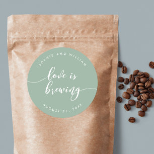 Relax Script Love is Brewing Custom Colour Wedding Classic Round Sticker