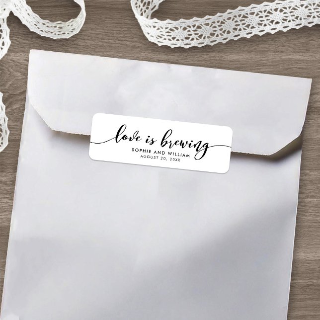 Relax Script Love is Brewing Wedding Favour Label (Creator Uploaded)
