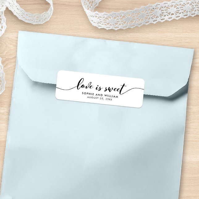 Relax Script Love is Sweet Wedding Favour Label (Creator Uploaded)