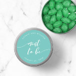 Relax Script Mint to Be Editable Colour Wedding Classic Round Sticker<br><div class="desc">Wedding sticker featuring the words "mint to be" in a relax cursive script in white against an editable background colour (click customise to access). Personalise it by replacing the placeholder text. For more options such as to change the font and it's size/colour, expand /contract curve or the spacing between letters...</div>