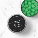 Relax Script Mint to Be Editable Colour Wedding Classic Round Sticker<br><div class="desc">Wedding sticker featuring the words "mint to be" in a relax cursive script in white against an editable background colour (click customise to access). Personalise it by replacing the placeholder text. For more options such as to change the font and it's size/colour, expand /contract curve or the spacing between letters...</div>