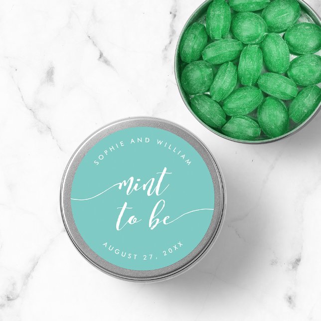 Relax Script Mint to Be Editable Colour Wedding Classic Round Sticker (Creator Uploaded)