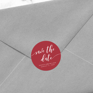 Relax Script Save the Date Editable Colour Classic Round Sticker