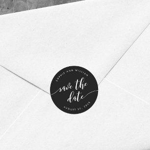 Relax Script Save the Date Editable Colour Classic Round Sticker