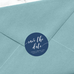 Relax Script Save the Date Editable Colour Classic Round Sticker