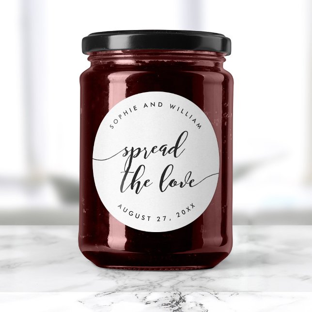 Relax Script Spread the Love Wedding Favour Classic Round Sticker (Creator Uploaded)