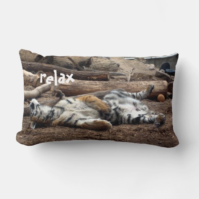"Relax" Sleeping Tiger Lumbar Cushion (Front)