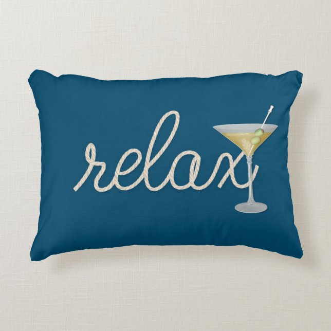relax text nautical rope with martini decorative cushion (Front)