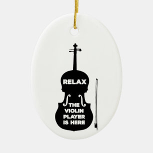 Relax The Violin Player is Here Ceramic Tree Decoration