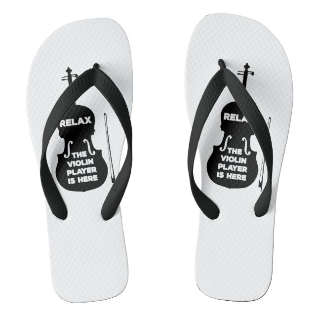 Relax The Violin Player is Here Flip Flops (Footbed)