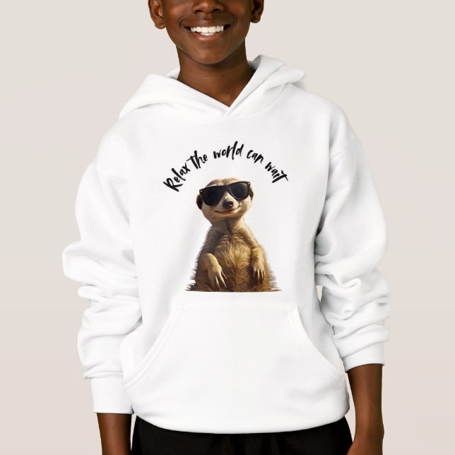 Relax – The World Can Wait | Cool Meerkat with Sun (Front)